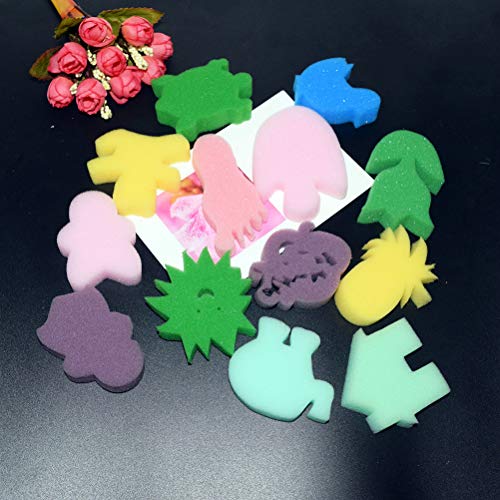 STOBOK 30pcs Pincel de Espuma Herramienta de Pintura Esponja Animal Herramientas de Pintura para niños Pintura Dibujo Manualidades y Bricolaje (patrón Mixto y Color Mezclado)