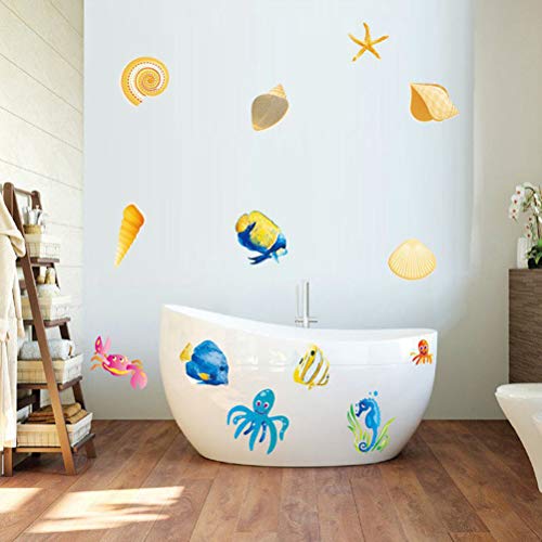 STOBOK Pegatinas de Pared DIY Mar Animal Patrón Calcomanía de Pared Extraíble Peel and Stick Vinilos para Niños Pequeños Baño Dormitorio Ventana Bebé Guardería Niños Aula