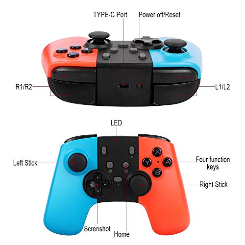 STOGA Controlador Nintendo Switch, Bluetooth Switch Pro Controller con batería Recargable, Mando a Distancia con Turbo y Joystick Dual