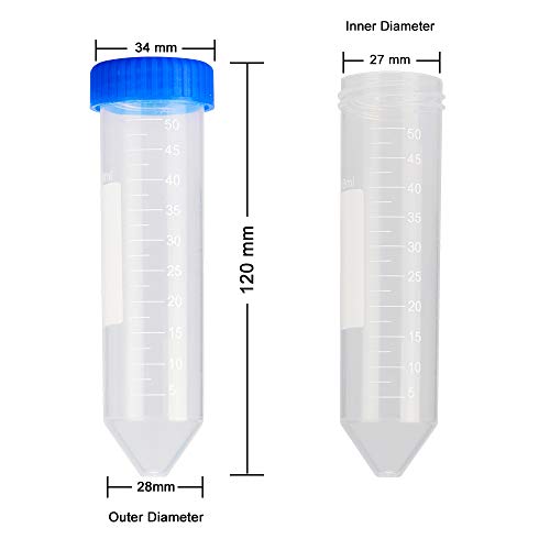 stonylab Tubos de Centrifugado Cónico, Tubos de Ensayo de Centrífuga de Alta Velocidad Graduado de Polipropileno con Tapón de Rosca, Tubos de Ensayo Conical Centrifuge Tubes (50ml, 25 Paquetes)