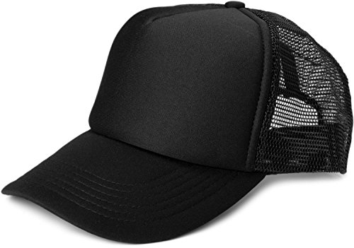 styleBREAKER Gorra de Malla de 5 Paneles, Gorra de Camionero, Gorra de béisbol, Ajustable, Unisex 04023007, Color:Negro