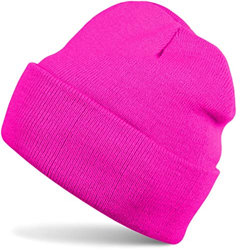 styleBREAKER Gorro Beanie clásico de Punto para niños, Punto Fino Doble, Gorro para niños 04024030, Color:Fucsia