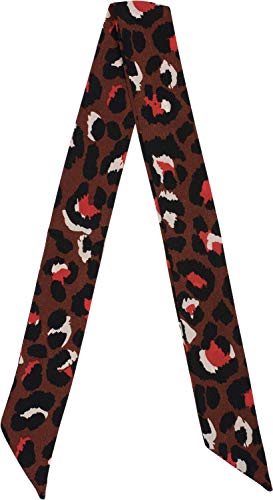 styleBREAKER pañuelo multifuncional de mujer estrecho con motivo estampado de leopardo, cinta para el pelo, pañuelo para el cuello, lazo, pañuelo de bolsillo 01020041, color:Marrón