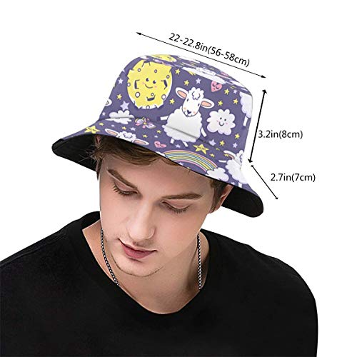 SUHETI Sombrerode Pescador Visera，El patrón más Lindo con Arco Iris, Cordero, Luna, Estrellas, Arcos, Corazones y Nubes，con Gorra Protección contra Sol UV Transpirable Sombrero