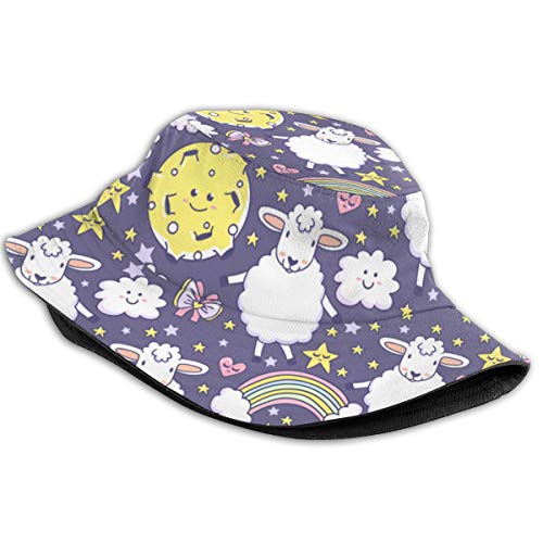 SUHETI Sombrerode Pescador Visera，El patrón más Lindo con Arco Iris, Cordero, Luna, Estrellas, Arcos, Corazones y Nubes，con Gorra Protección contra Sol UV Transpirable Sombrero