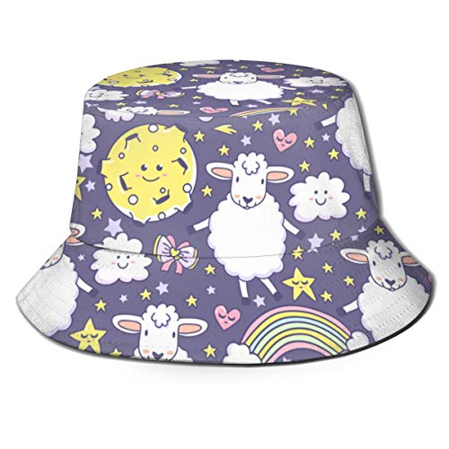 SUHETI Sombrerode Pescador Visera，El patrón más Lindo con Arco Iris, Cordero, Luna, Estrellas, Arcos, Corazones y Nubes，con Gorra Protección contra Sol UV Transpirable Sombrero