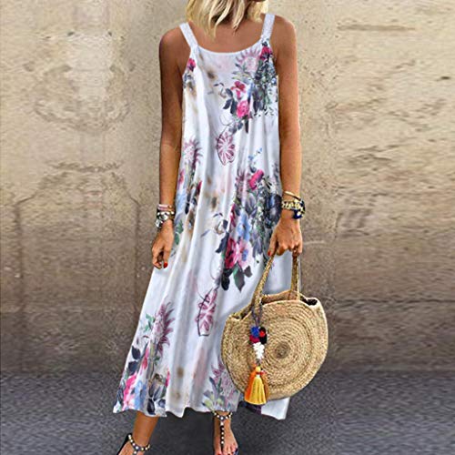 Suitray - Vestido de mujer, tallas grandes, estampado floral, vestido de noche, vestido de cóctel, vestido de verano, moda de estrás, vestido de ocio XXXL Rosa