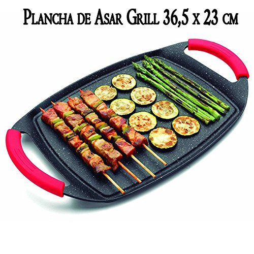 Suministros Infantes Plancha DE Asar con Revestimiento DE Piedra 36CM Apta para Todo Tipo DE COCINAS: INDUCCION, VITROCERAMICA, Gas, Placa ELÉCTRICA, HALÓGENA. Parrilla Grill Antiadherente