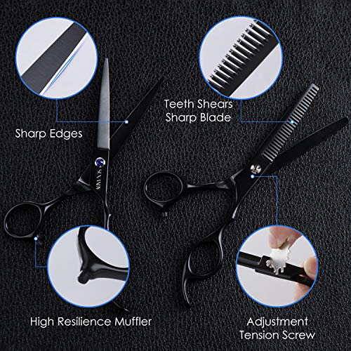 Sunandy Tijeras peluquería profesional tijeras de corte de pelo de acero inoxidable, chal de peluquería, pinzas de peine de afeitar adecuadas para hombres y mujeres,salón y hogar (14 piezas)