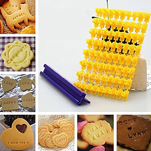 Sunlera Número de alfabeto Fondant Cake Biscuit Stamp Embosser Mold