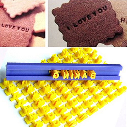 Sunlera Número de alfabeto Fondant Cake Biscuit Stamp Embosser Mold