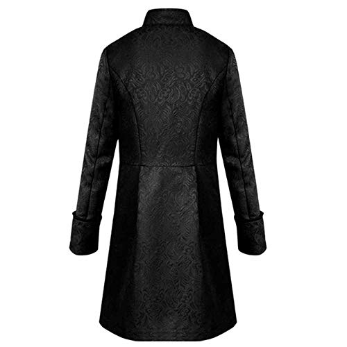 Sunnyuk Hombres Medieval gótico Retro Steampunk Victoriano Stand Collar Uniforme de Cola Chaqueta de Hombre Retro Larga