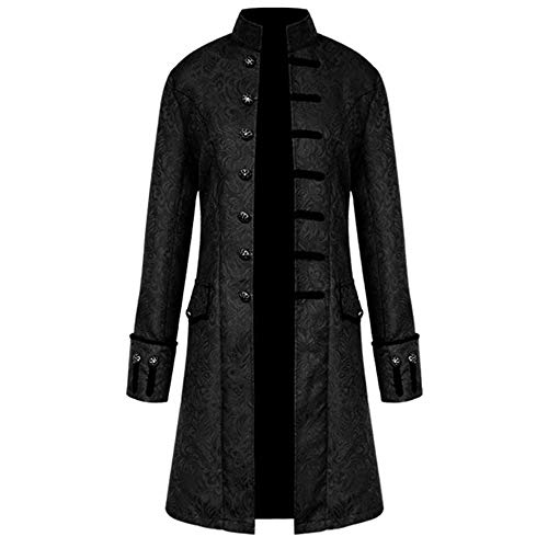 Sunnyuk Hombres Medieval gótico Retro Steampunk Victoriano Stand Collar Uniforme de Cola Chaqueta de Hombre Retro Larga