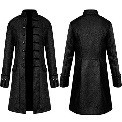 Sunnyuk Hombres Medieval gótico Retro Steampunk Victoriano Stand Collar Uniforme de Cola Chaqueta de Hombre Retro Larga