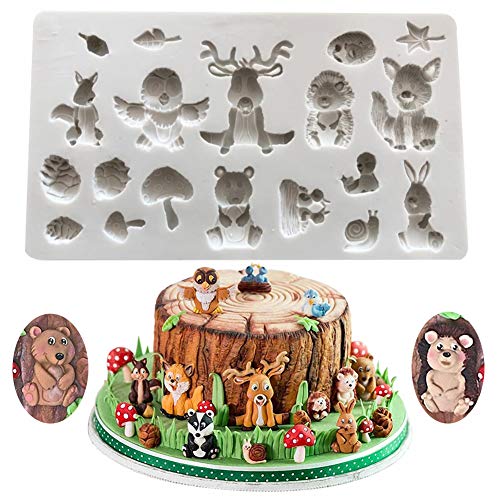 SUNSK Moldes de Pastel de Silicona Fondant 3D Animales Molde para Hornear Tartas Caramelos Chocolate Jabón Moldes