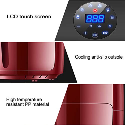 SUPERHUA 1200W De La Freidora Eléctrica, Aire Freidora Táctil Digital LED del Temporizador Pantalla De Control De Temperatura De Alta Potencia Freidora Eléctrica,Rojo