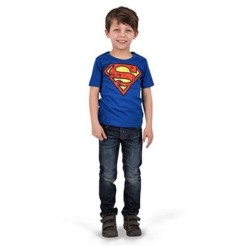 Superman fresca del logotipo del cómic camiseta, de color azul oscuro, forma y color-rápida - 92/98