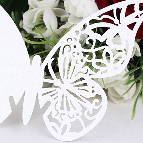 SurePromise One Stop Solution for Sourcing 20pcs Tarjeta Decoración Mariposa para champán Cava Vino Copa Catavinos Boda Festival Color Marfil Brillo #BK-6