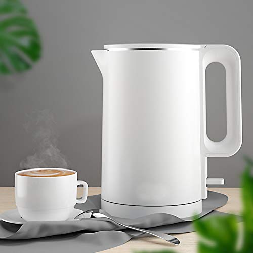 SUUUK Hervidor eléctrico de Vidrio ecológico, hervidor de Agua inalámbrico de 1.7L, hervidor de Agua de té de ebullición rápida, Apagado automático y protección contra ebullición, 1800W,Blanco