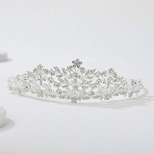 SWEETV Princesa De Diamantes De Imitación Princesa Tiara Venda Páginaant Boda Corona, Plata