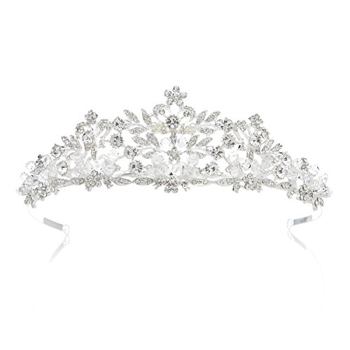 SWEETV Princesa De Diamantes De Imitación Princesa Tiara Venda Páginaant Boda Corona, Plata