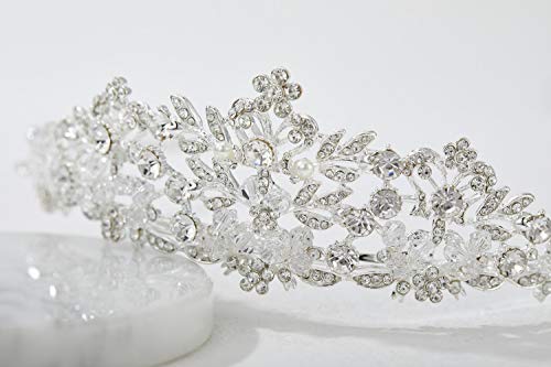 SWEETV Princesa De Diamantes De Imitación Princesa Tiara Venda Páginaant Boda Corona, Plata