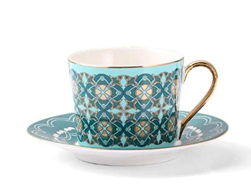 Sxcyu Coffee Cup Saucer Spoon Set 220ml Taza de té nórdico Té de Porcelana Dorada Taza de té de cerámica Avanzada Cafe Espresso Cup for, 1set for 1box