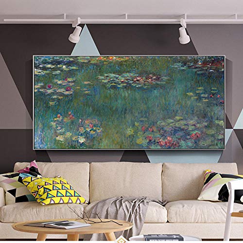 SYFDW Lienzo Pintura Monet Nenúfares Pinturas Reproducción En La Pared Flores Impresionistas Famosos Cuadros Decorativos 50Cmx90Cm