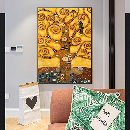 T-YIFUZX DIY Pintar por números Sin Marco El árbol de la Vida de Gustav Klimt Una Copia de la Famosa Pintura del árbol de la Vida de la Sala de Gustav Klimt 40x50cm