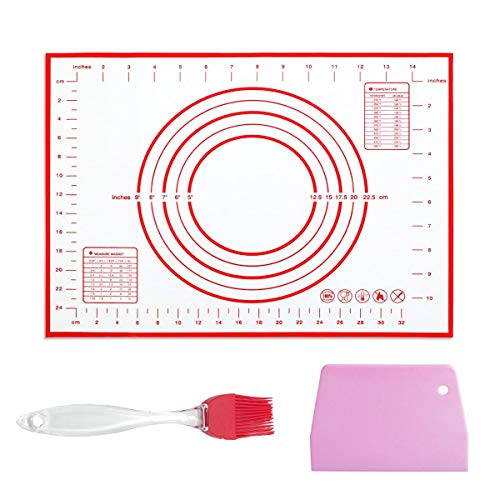 Tabla de repostería extragrande, 80 x 60 cm, alfombrilla de silicona para hornear con medidas, tabla de amasar para enrollar masa 40x30CM(15.7x11.8inch)