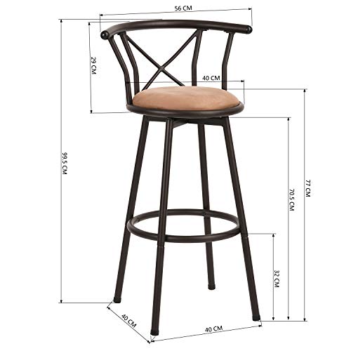 Taburete de bar Juego de 2 sillas de bar Taburetes de bar industriales de estilo vintage con reposapiés Diseño Espuma de 29 pulgadas acolchada para sala o cocina