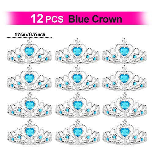 Tacobear 50 Piezas Disfraz Princesa Niña con Tiara Princesa Corona Princesa Tatuajes Anillos Varita Mágica Disfraces Princesas Vestido Accesorios Set Regalos Fiesta Cumpleaños para Niñas Niños (Azul)