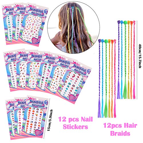 Tacobear 96 Piezas SPA Articulos de Fiesta para Niña Pegatinas Uñas Unicornio Bolsa de Fiesta Lima de Uñas Separador Dedos Pie Pelo Trenzas Antifaz para Dormir Set Fiesta Cumpleaños para Niña Ninos