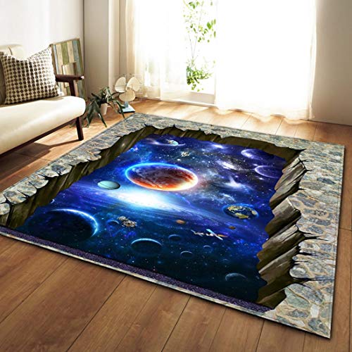 Takmeway Galaxy Espacio Nórdico Alfombras Franela Suave 3D área Impresa Alfombras Salón de Mat Alfombras Antideslizantes Gran Alfombra de la Alfombra por Living Room Decor,B,100 * 150cm