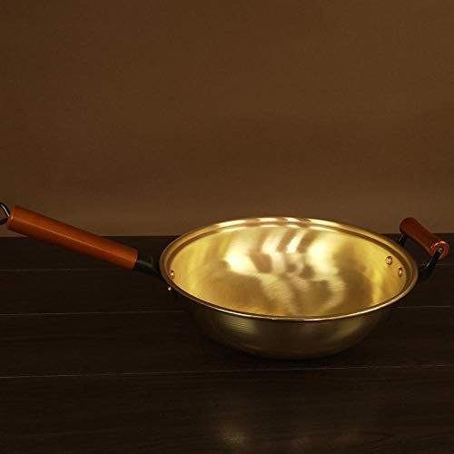 TaoRan 100% de Cobre Puro Wok Engrosado Cobre sartén asa cocina-32CM