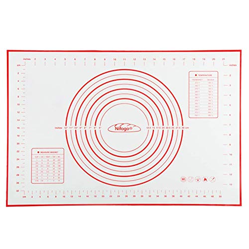 Tapete de Cocción Lámina de horno de Silicona Antiadherente, Juego de Repostería Profesional, Ecológico y Reutilizable 40x60cm (Rojo)