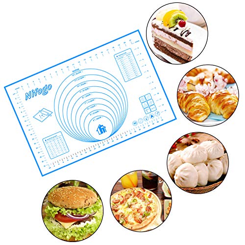 Tapete de Cocción Silicona - Baking Mat Grande Antiadherente, Incluye Medidas, Libre de BPA, Hornear para Hacer Fondant Pizza Dough Tarta, 60 x 40 cm (X- 2PCS + 2 Raspador)