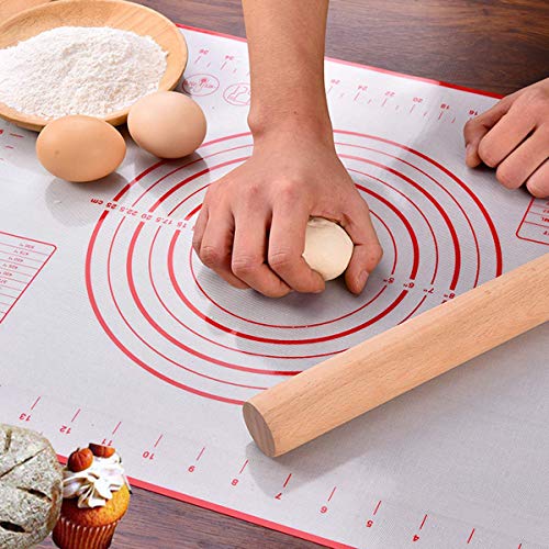 Tapete de Cocción Silicona - Baking Mat Grande Antiadherente, Incluye Medidas, Libre de BPA, Hornear para Hacer Fondant Pizza Dough Tarta, 60 x 40 cm (X- 2PCS + 2 Raspador)