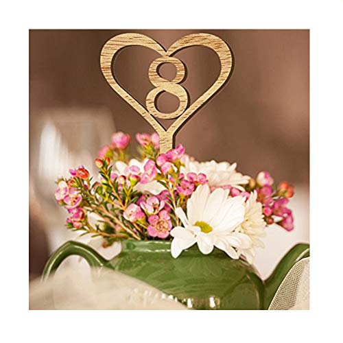Tarjeta de madera para número de mesa de boda, tarjeta con diseño de flores, tarjeta de número de 1 a 10