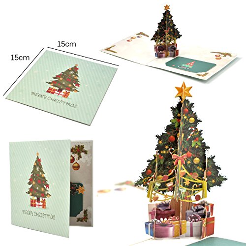 Tarjetas de Navidad 3D, eZAKKA Tarjetas de Navidad 3D Pop Up Tarjetas de regalos de felicitación navideña Tarjetas con sobres para Navidad Feliz Navidad Año Nuevo, Calidad Premim, Paquete de 5