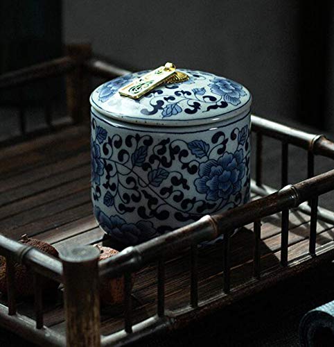 Tarro tradicional de cerámica japonesa para té y azúcar para cocina, cerámica sellada, porcelana azul y blanca A42