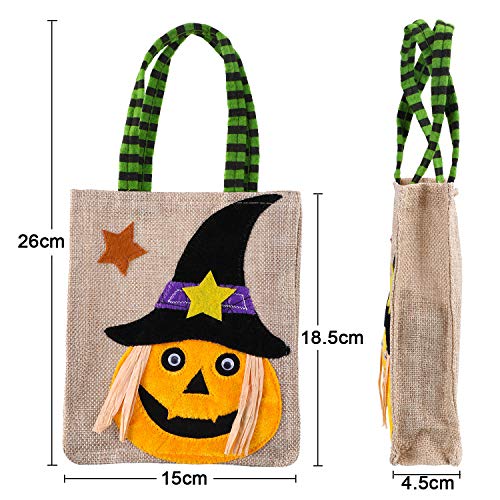 Tatuo 4 Bolsas de Caramelos de Halloween para Truco o golosinas, Bolsa de Calabaza de Dibujos Animados para niños, Regalo de Fiesta temática de Halloween, 4 Estilos