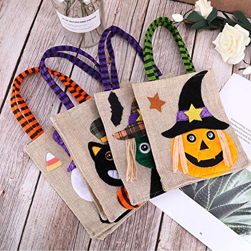 Tatuo 4 Bolsas de Caramelos de Halloween para Truco o golosinas, Bolsa de Calabaza de Dibujos Animados para niños, Regalo de Fiesta temática de Halloween, 4 Estilos