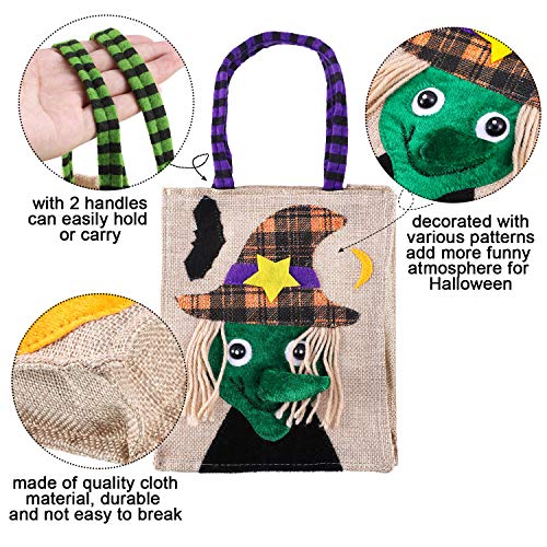 Tatuo 4 Bolsas de Caramelos de Halloween para Truco o golosinas, Bolsa de Calabaza de Dibujos Animados para niños, Regalo de Fiesta temática de Halloween, 4 Estilos