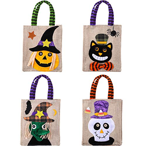 Tatuo 4 Bolsas de Caramelos de Halloween para Truco o golosinas, Bolsa de Calabaza de Dibujos Animados para niños, Regalo de Fiesta temática de Halloween, 4 Estilos