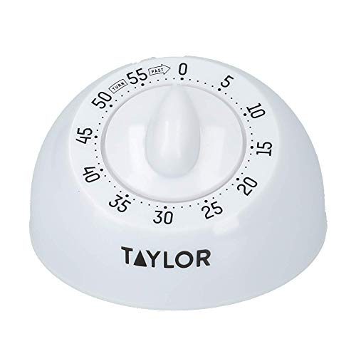 Taylor Temporizador de Cocina, Alarma Giratoria Mecánica Tradicional de Cuenta Atrás para Cocinar u Hornear, 60 Minutos, Blanco