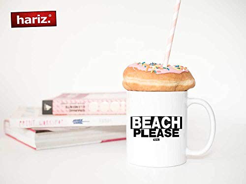 Taza blanca de Hariz Beach Please divertida frase en blanco, talla única