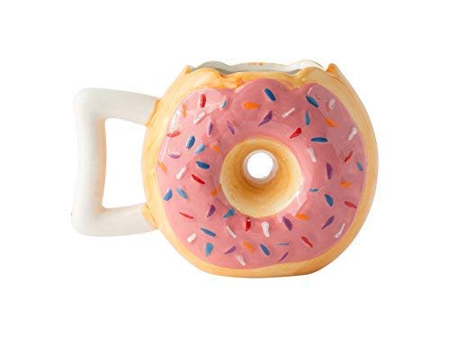 Taza de buñuelos de cerámica - Delicioso buñuelo Rosa esmaltado con Pepitas - Divertido MMM. ¡Donuts! Cotización - La Mejor Taza para café, té, Chocolate Caliente y más - Taza Grande de 14 onzas.