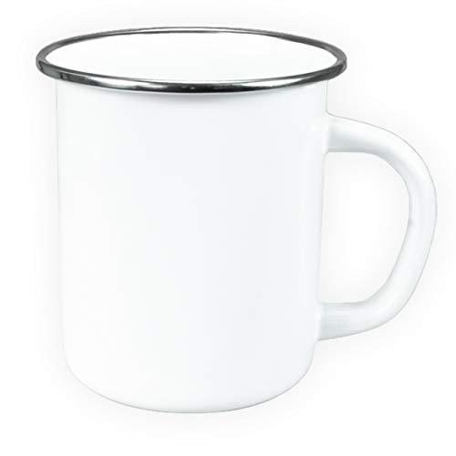 Taza esmaltada de 0,5 l, color blanco, vajilla esmaltada, para café, té, camping, tienda de jardín