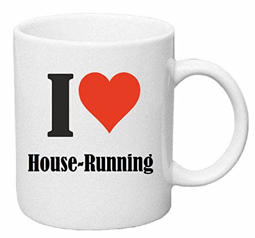 taza para café I Love House-Running Cerámica Altura 9.5 cm diámetro de 8 cm de Blanco